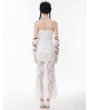 Dark in love White Romantic Gothic Floral Lace Mermaid Maxi Dress