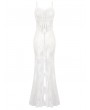 Dark in love White Romantic Gothic Floral Lace Mermaid Maxi Dress
