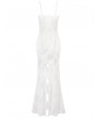 Dark in love White Romantic Gothic Floral Lace Mermaid Maxi Dress