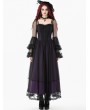 Dark in love Black and Royal Violet Vintage Gothic Sheer Mesh Long Dress