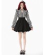 Dark in love Black and White Lolita Dark Striped Preppy Dress with Detachable Collar
