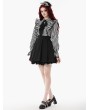 Dark in love Black and White Lolita Dark Striped Preppy Dress with Detachable Collar