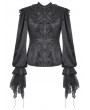 Dark in love Black Ruffle Gothic Lantern Sleeve Blouse for Women