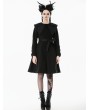 Dark in love Black Gothic Bowknot Embroidered Warm Coat for Women