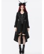 Dark in love Black Gothic PU Leather Irregular Trench Coat for Women