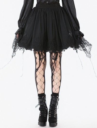 Dark in love Black Gothic Lace Embroidered Mesh Petticoat Skirt