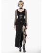 Dark in love Black Gothic Punk Mesh Panel Long Sleeve T-Shirt for Women