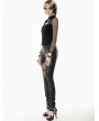 Dark in love Black Gothic Punk Mesh Sleeve T-Shirt for Women