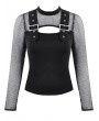 Dark in love Black Gothic Punk Mesh Sleeve T-Shirt for Women