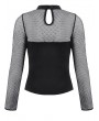 Dark in love Black Gothic Punk Mesh Sleeve T-Shirt for Women