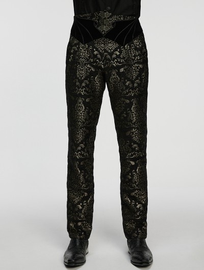 Punk Rave Black and Gold Retro Gothic Jacquard Embroidered Party Pants for Men