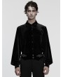 Punk Rave Black Daily Gothic Velvet Button Up Shirt for Men