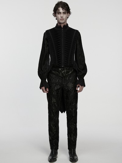 Punk Rave Black Gothic Noble Velvet Tailcoat Vest for Men