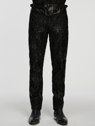 Punk Rave Black Gothic Retro Palace Embroidered Pants for Men