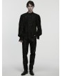 Punk Rave Black Gothic Textured Irregular Placket Shirt for Men