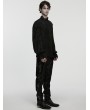 Punk Rave Black Gothic Textured Irregular Placket Shirt for Men