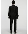 Punk Rave Black Gothic Textured Irregular Placket Shirt for Men