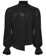 Punk Rave Black Gothic Textured Irregular Placket Shirt for Men