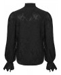 Punk Rave Black Gothic Textured Irregular Placket Shirt for Men