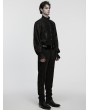 Punk Rave Black Gothic Stand-Up Collar Bubble Sleeve Shirt for Men