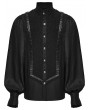 Punk Rave Black Gothic Stand-Up Collar Bubble Sleeve Shirt for Men