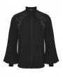 Punk Rave Black Retro Gothic Lace Applique Lantern Sleeves Shirt for Men