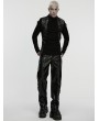 Punk Rave Black Gothic Punk Eyelet Drawstring Handsome T-Shirt for Men