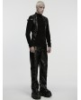 Punk Rave Black Gothic Punk Eyelet Drawstring Handsome T-Shirt for Men