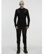 Punk Rave Black Gothic Handsome Punk Splicing Knitted T-Shirt for Men
