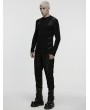 Punk Rave Black Gothic Handsome Punk Splicing Knitted T-Shirt for Men