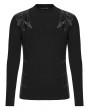 Punk Rave Black Gothic Handsome Punk Splicing Knitted T-Shirt for Men