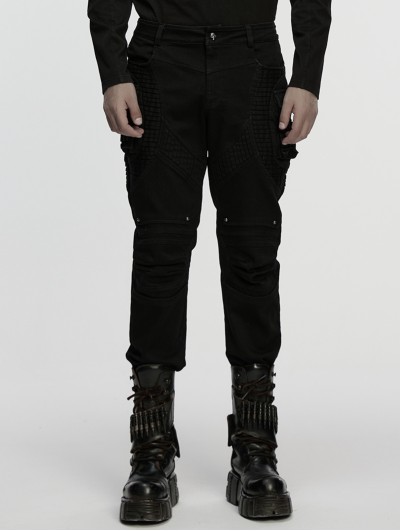 Punk Rave Black Gothic Punk Techwear Denim Pants for Men