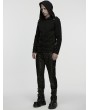 Punk Rave Black Gothic Cyberpunk Hooded T-Shirt for Men