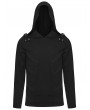 Punk Rave Black Gothic Cyberpunk Hooded T-Shirt for Men
