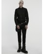 Punk Rave Black Gothic Cyberpunk Studded Shirt for Men