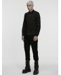 Punk Rave Black Gothic Cyberpunk Studded Shirt for Men