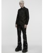Punk Rave Black Gothic Cyberpunk Irregular Bat Collar Shirt for Men