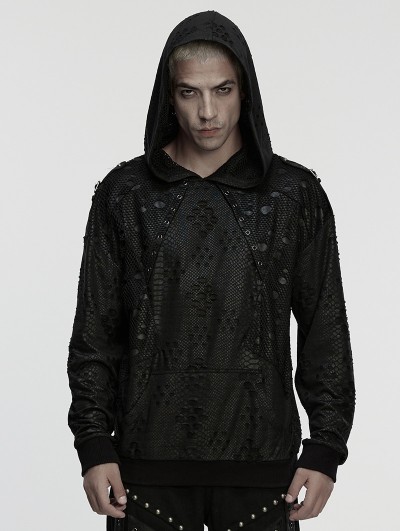 Punk Rave Black Gothic Punk Harajuku Decadent Loose Hoodie for Men