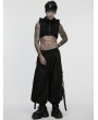 Punk Rave Black Gothic Cyberpunk Short Hooded Vest for Men