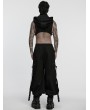Punk Rave Black Gothic Cyberpunk Short Hooded Vest for Men