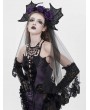 Eva Lady Black Gothic Batwing Rose Mesh Headband Veil