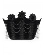 Eva Lady Black Gothic Velvet Rose Beading Chain Shoulder Bag
