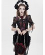 Eva Lady Burgundy Gothic Velvet Rose Beading Chain Shoulder Bag