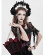 Eva Lady Burgundy Gothic Velvet Rose Beading Chain Shoulder Bag