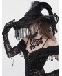 Eva Lady Black Victorian Gothic Witch Beaded Fringe Feather Hat