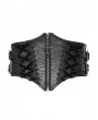 Eva Lady Black Gothic Buckled Pattern Leather Girdle