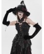 Eva Lady Black Gothic Retro Lace Appliqued Velvet Gloves