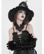 Eva Lady Black Gothic Retro Lace Appliqued Velvet Gloves
