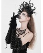 Eva Lady Black Gothic Retro Lace Appliqued Velvet Gloves