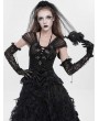 Eva Lady Black Gothic Retro Floral Mesh Sheer Lace Gloves